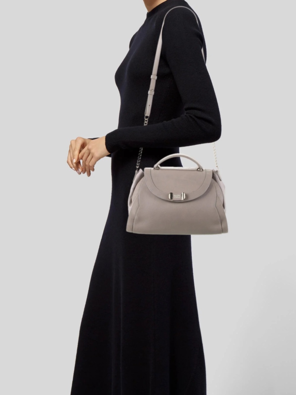 See By Chloe Light Grey Leather Top-Handle Satchel